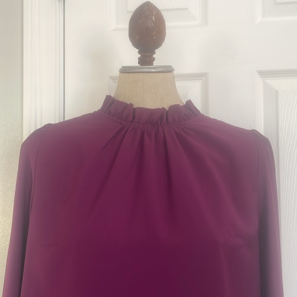 J Crew dress knee length ruffle high neck long sleeve zipper lined womens size 8 - Picture 2 of 13